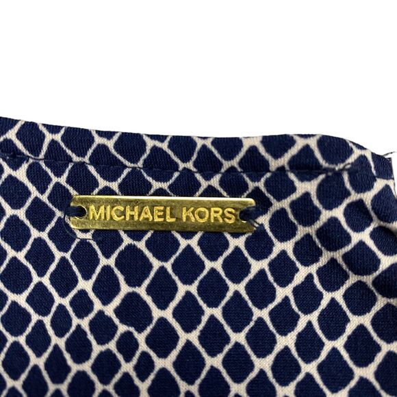 Michael Kors Sheath Dress Womens Medium Navy White Fringing Short Sleeve $135 - Picture 15 of 16